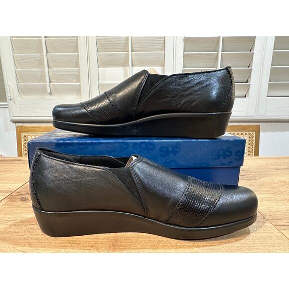 SAS Nora Slip On Loafer Black/Lizard Size 10 Slim NIB Leather Comfort Modern - Picture 12 of 12